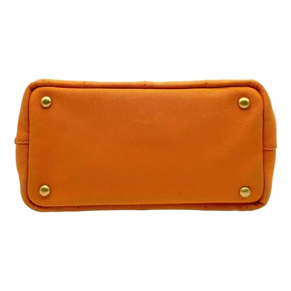 Prada Orange Canvas Small Canapa Tote Bag - Picture 3 of 10